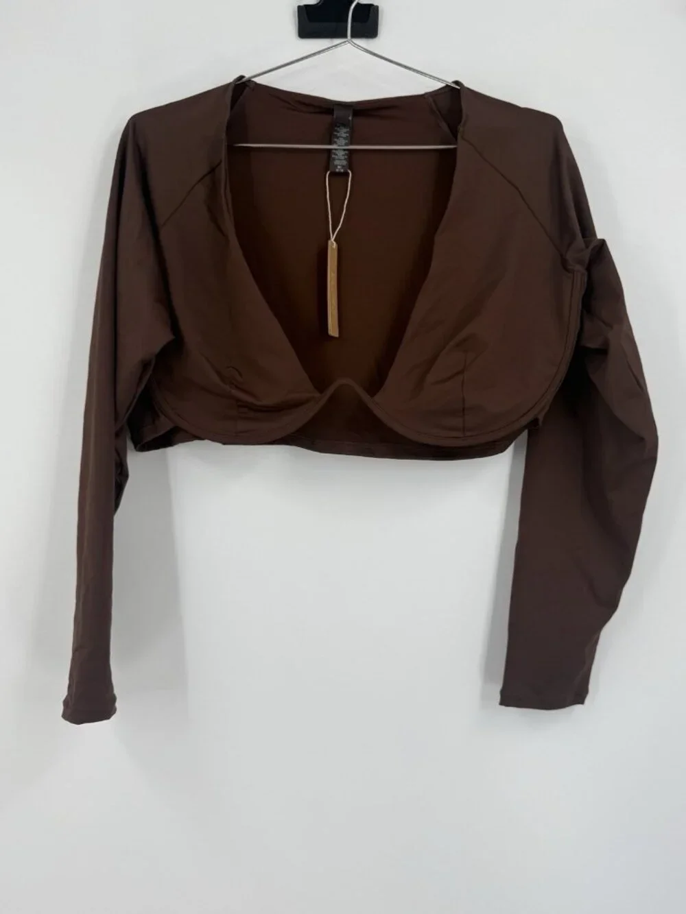SKIMS Recycled Swim Long Sleeve Underwire Top Cocoa Brown size 3X